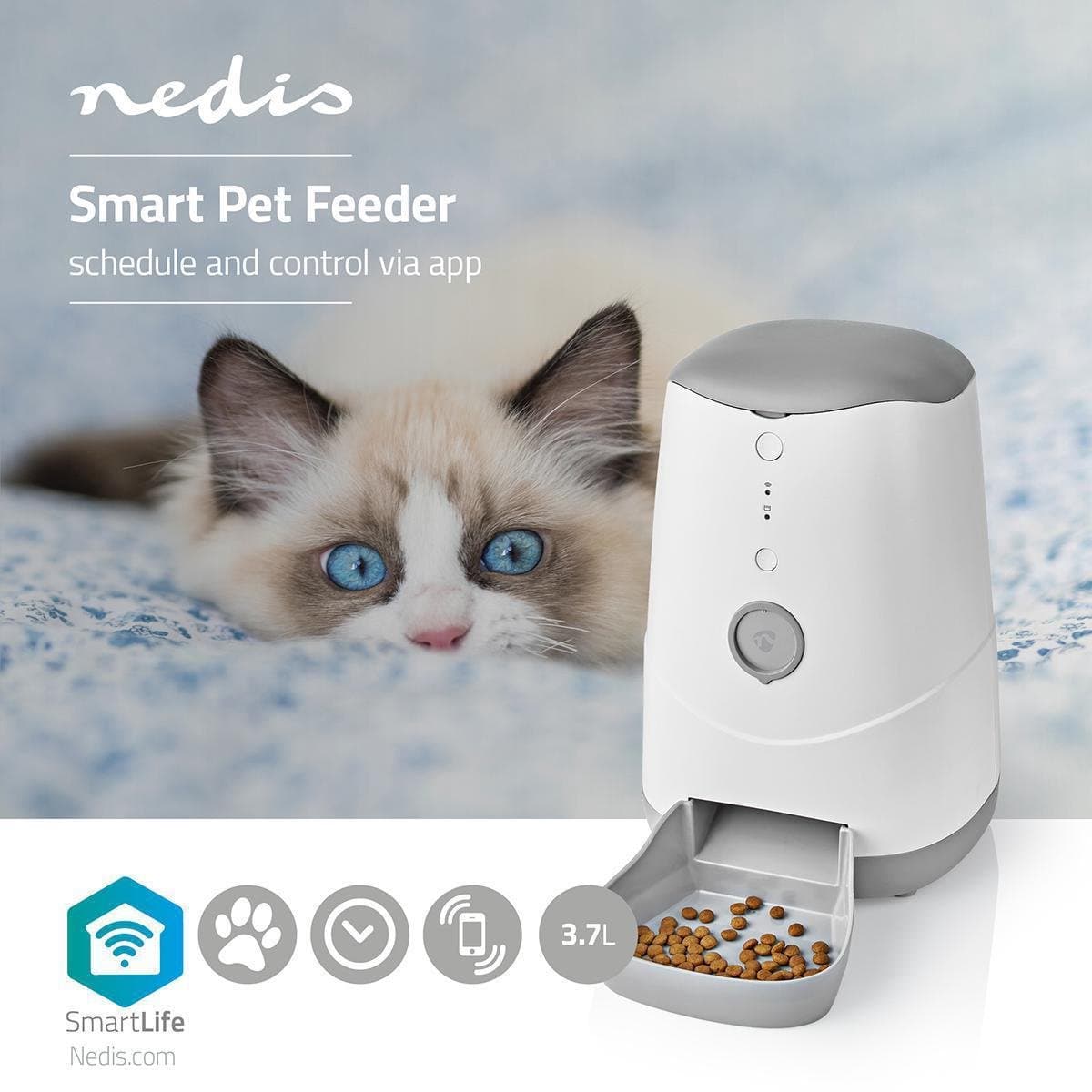 Nedis SmartLife Automatische Voerbak – Voor Hond & Kat – Voerautomaat met App – 3,7L – Wit thumbnail 6