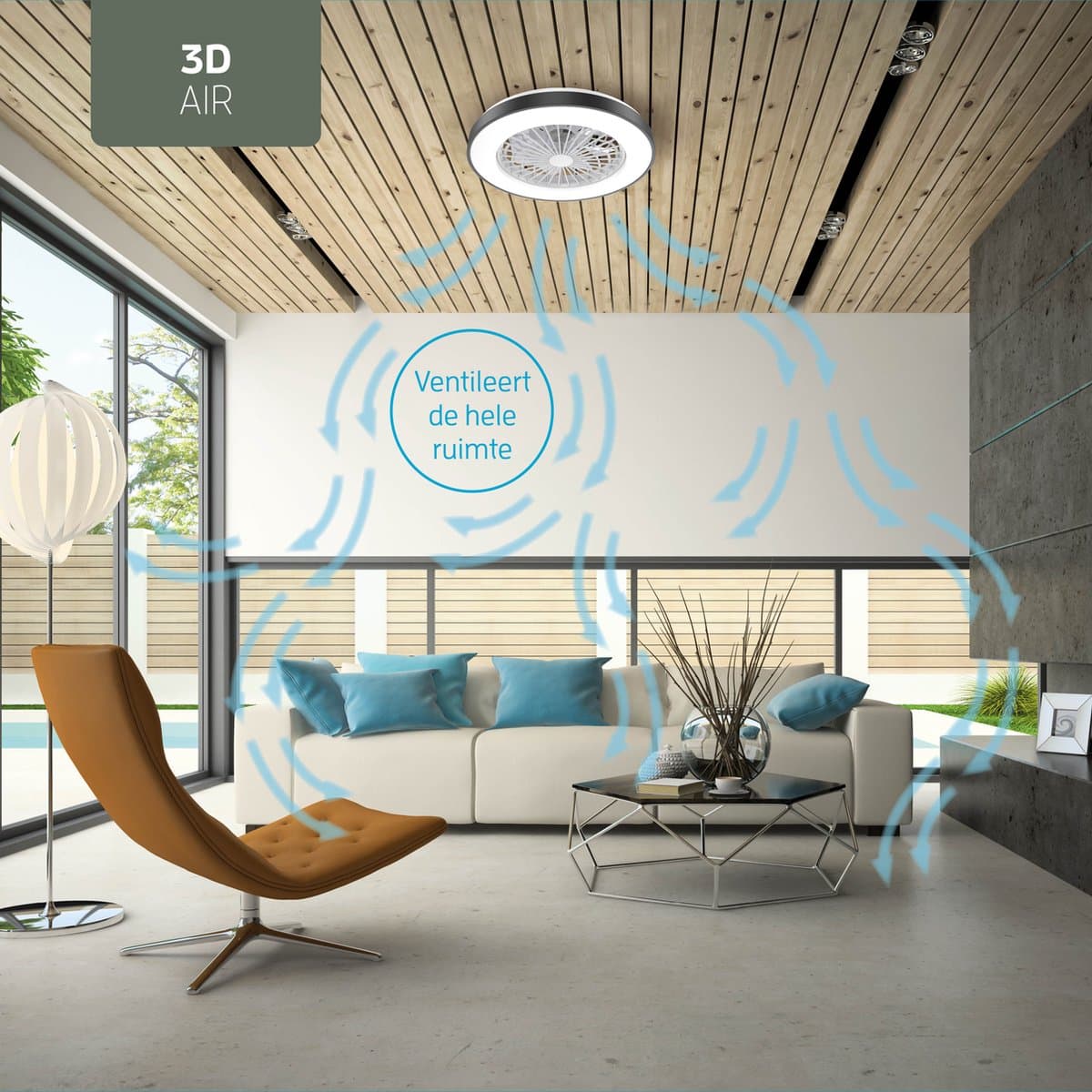 Varin® Ventilator met LED verlichting - Zwart - Tuya Wifi - LED RGBW - Ø 48cm - 6 snelheden - Super stil - Met afstandsbediening en gratis app - Ventilatorkachel - Ventilatoren plafond - Verkoeling en verwarming thumbnail 8