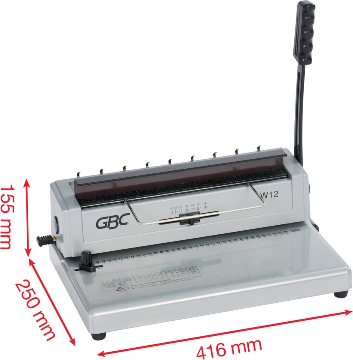 GBC W12 Handmatige Pons- en Wirebindmachine - Capaciteit 125 A4 vellen thumbnail 7
