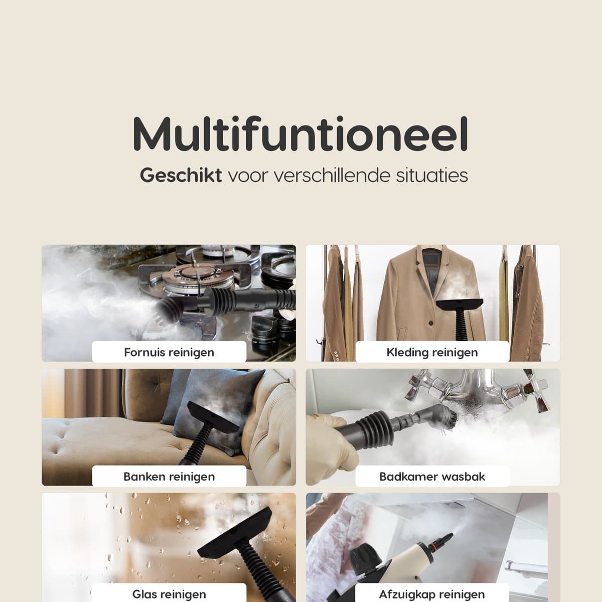 Dymac MistBurst One 15-in-1 Stoomreiniger – 1050W Handstomer: Vloeren, Bank, Tapijt, Badkamer & Keuken – Tapijtreiniger - 15-Delige Accessoireset - 450ML Tank thumbnail 6