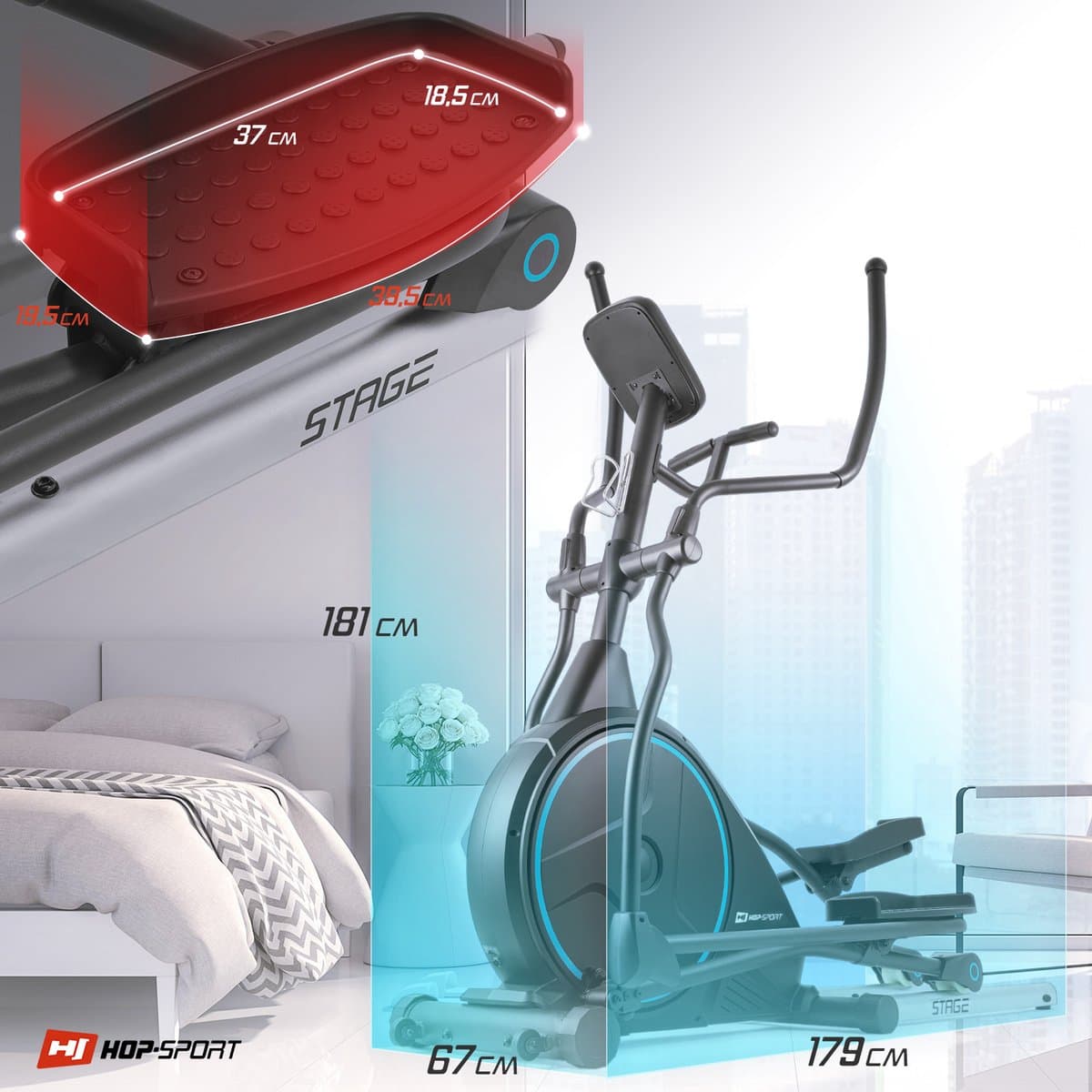 Hop-Sport HS-160CF Stage – Crosstrainer – 24 kg Vliegwiel – Magnetisch Weerstandssysteem – 12 Trainingsprogramma’s thumbnail 5