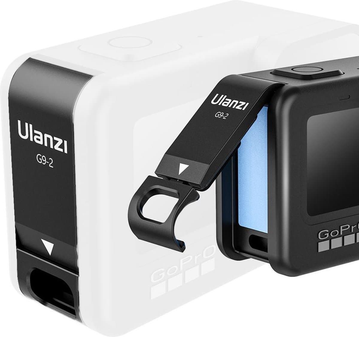 Ulanzi G9-2 batterijklep - oplaadaansluiting voor GoPro Hero 9,10,11,12 en 13 - Zwart thumbnail 6