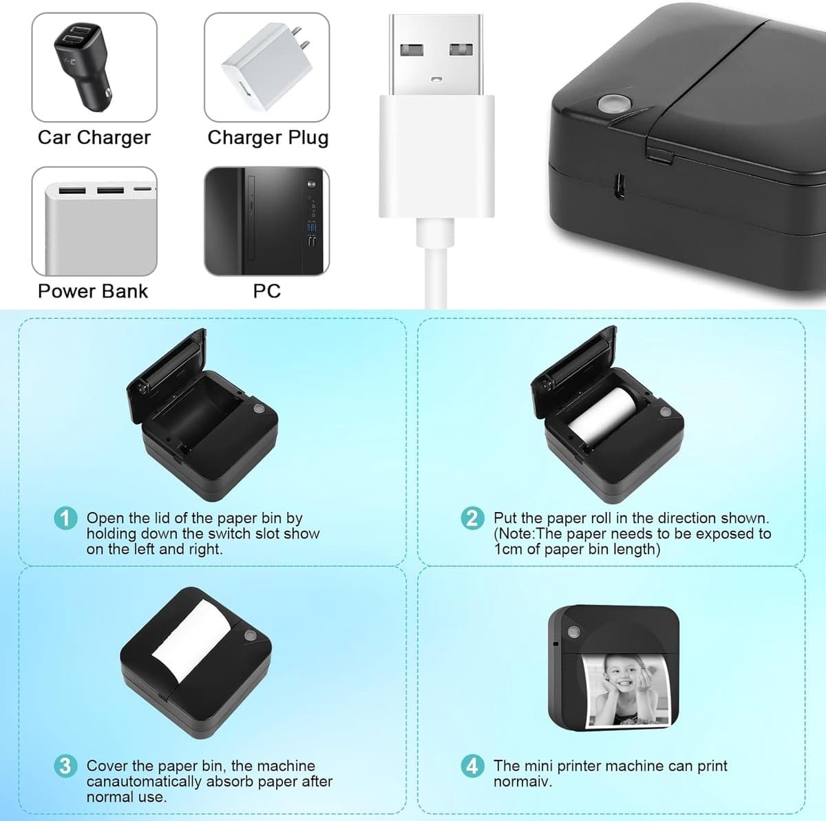 RFWR® Draagbare Draadloze Mini Fotoprinter voor Smartphones - Inktloze Thermische Printer voor Foto's en Memo's thumbnail 7