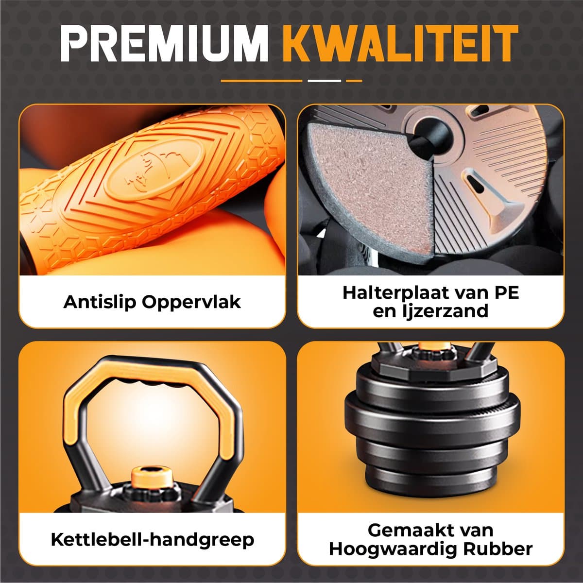 Gewichten Set voor Dumbbells Barbell en Kettlebells - 20KG Verstelbare Halterset met Extra Veiligheidsmoer & Slot - Thuis Fitness thumbnail 7