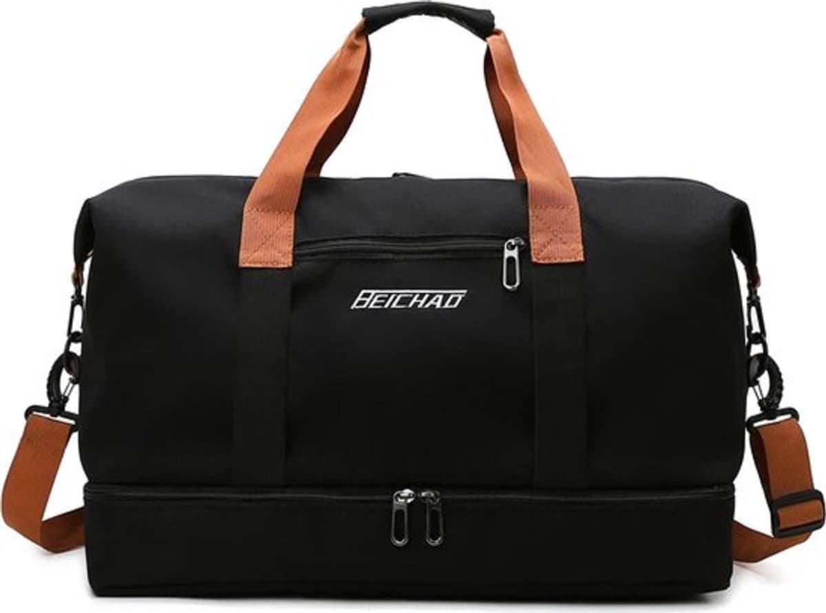 Sporttas & reistas zwart voor dames en heren, met schoenenvak en nat vak, grote capaciteit, reistas, lichte trainingstas, waterdichte zwemtas voor reizen, sport, fitness