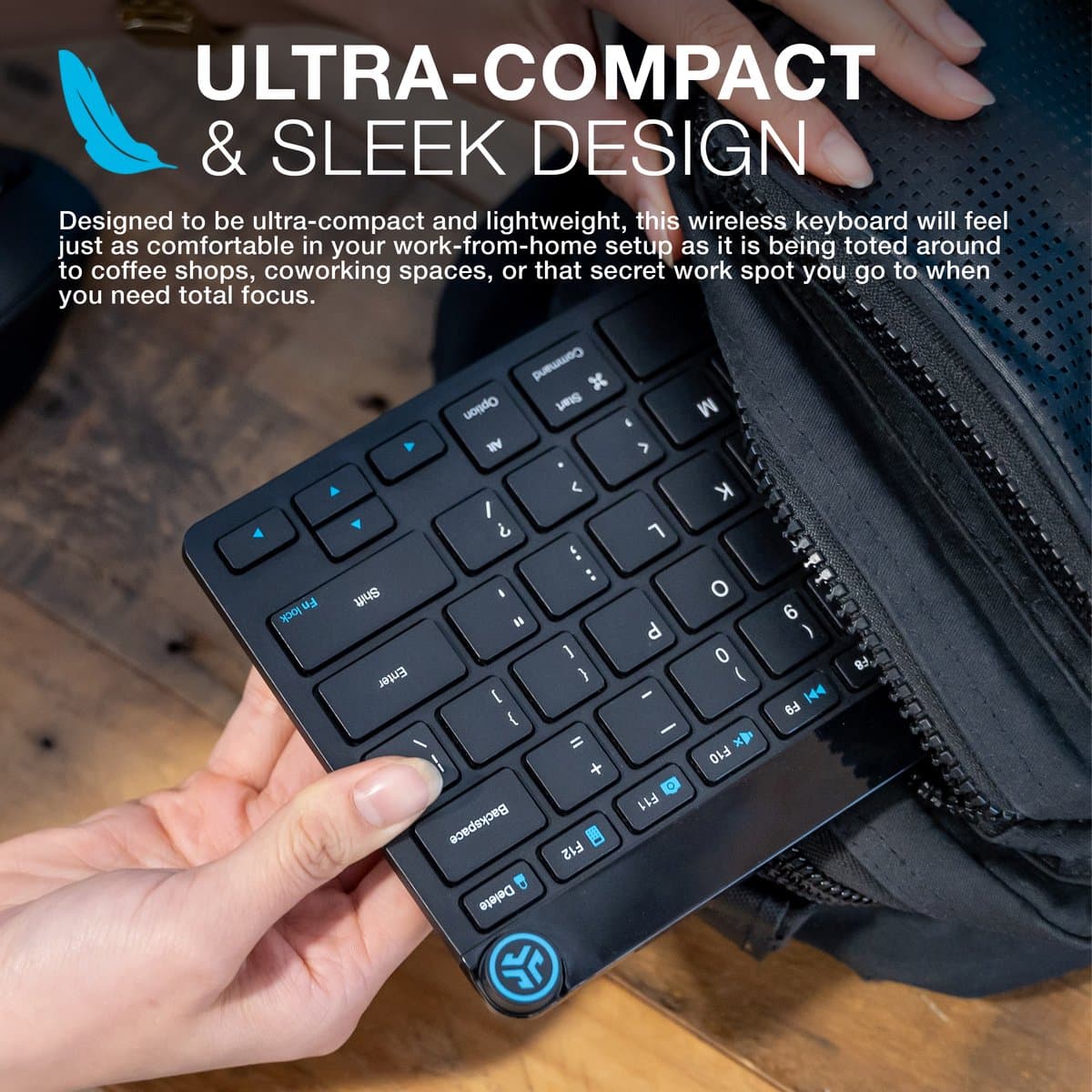 JLab GO Draadloos Toetsenbord - Bluetooth of USB dongle verbinding - 3 Devices - Stille toetsen - Compact design - Volumeknop - Qwerty thumbnail 2