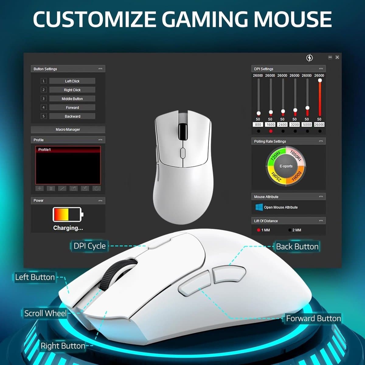 ATTACK SHARK R1 Gaming Muis – 59g, Tri-Mode, PAW3311 thumbnail 6