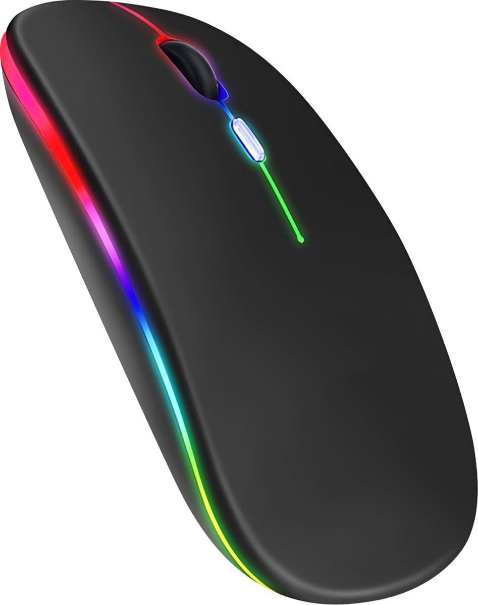 TOJ Draadloze LED Bluetooth Muis - USB 2.4GHZ Ontvanger - Ergonomisch - Gaming - 1600DPI - Zwart