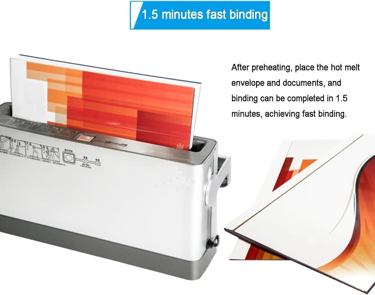Thermische Bindmachine - Boekbinder Documenten - Rapporten Binden - Hotmelt Lijmsysteem - 220 Vellen - Zwart thumbnail 4