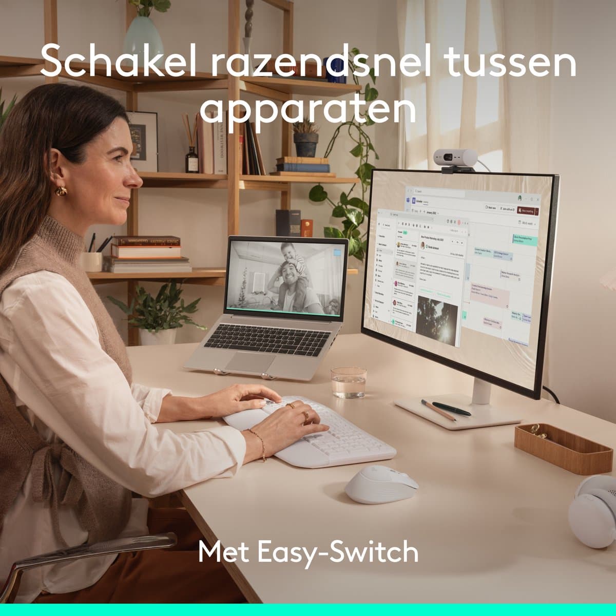 Logitech Signature Comfort Plus M850L - Draadloze Bluetooth Muis - Ergonomisch - Wit thumbnail 8