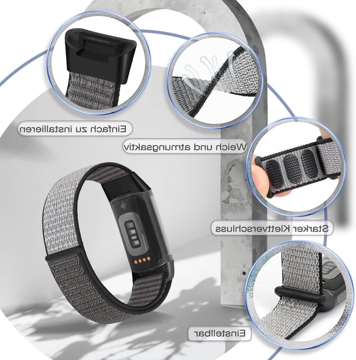 Verstelbare en Ademende Nylon Sportband voor Fitbit Charge 5 - Vervangende Armband voor Fitness Tracker voor Dames en Heren thumbnail 7