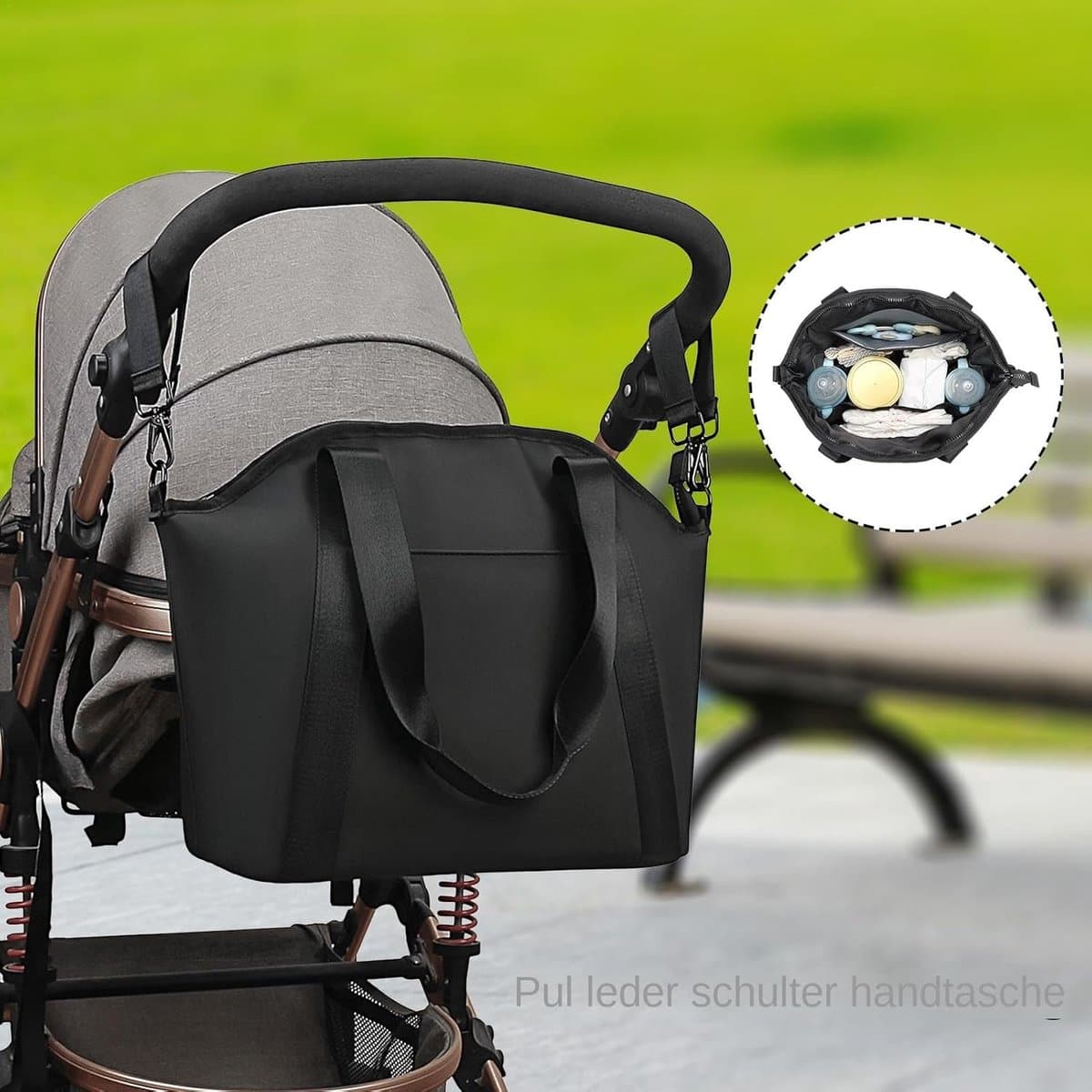 Luiertas Tote - Waterdichte Opbergtas – Multifunctionele draagtas met schouderband - ruim voor kleding & reisbenodigdheden – Zwart thumbnail 3