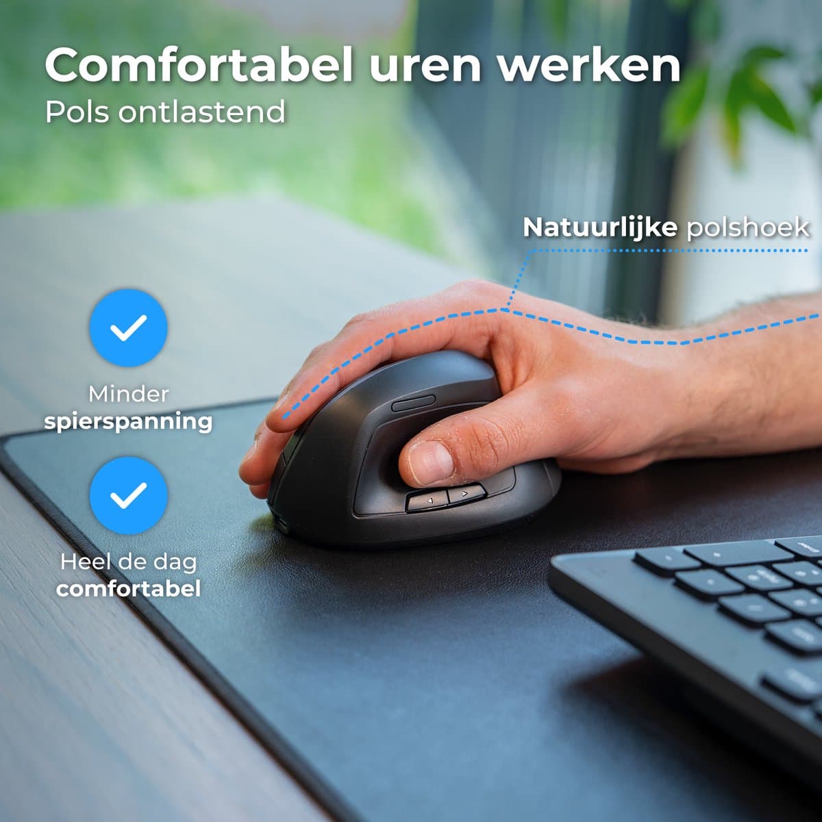 Nuvance Draadloze Muis - Ergonomische Muis Rechtshandig - Bluetooth Muis - Muis Draadloos - Stil - Computermuis - Wireless Mouse thumbnail 4