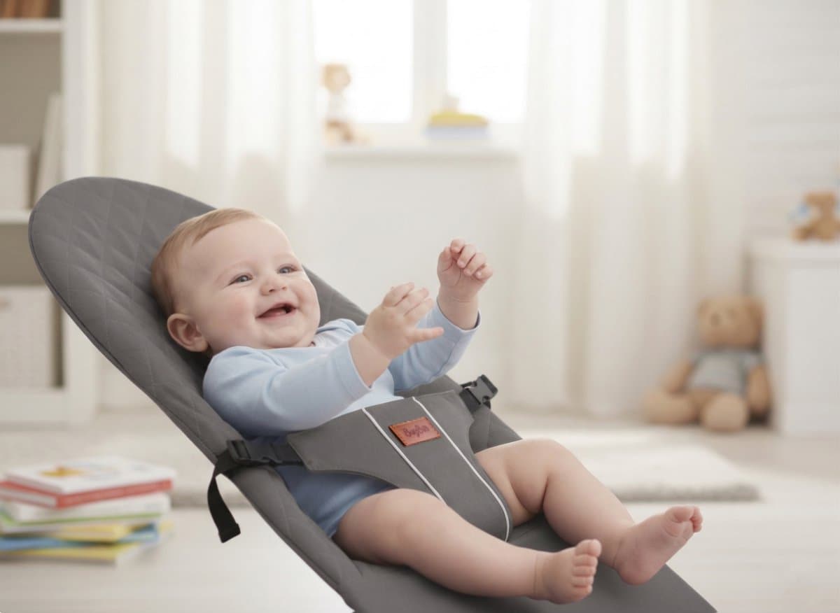 BayBoo Wipstoel Grijs - Baby Bouncer - Makkelijk Meenemen - Swing Stoel thumbnail 5