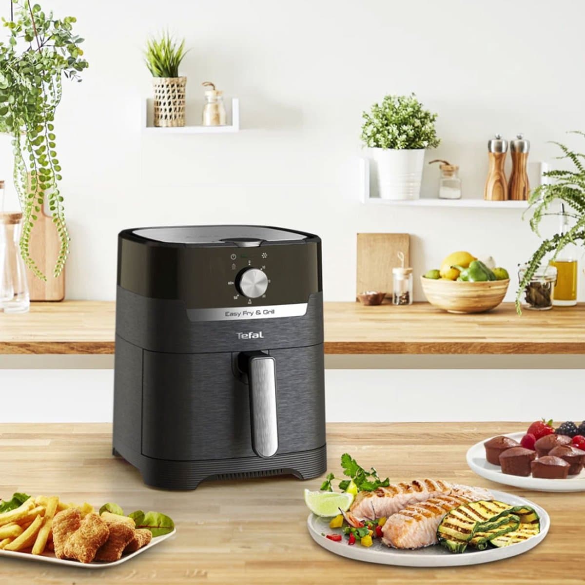 Tefal Easy Fry & Grill EY5018 - 2-in-1 Airfryer & Grill 4.2L - 1550W - Gegoten Aluminium Grillrooster - 70% Energiebesparing - Voor 4 Personen thumbnail 5