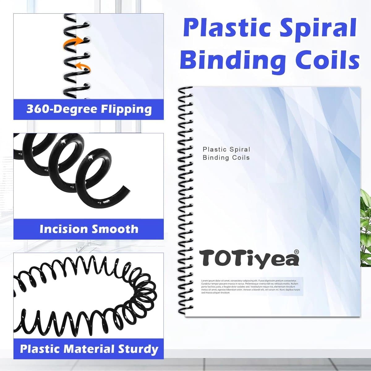 Plastic Spiraal Binding Coils - Bindspiralen - Documenten Binden - 4:1 Pitch - 10mm 75 Vel Capaciteit - Zwart thumbnail 2