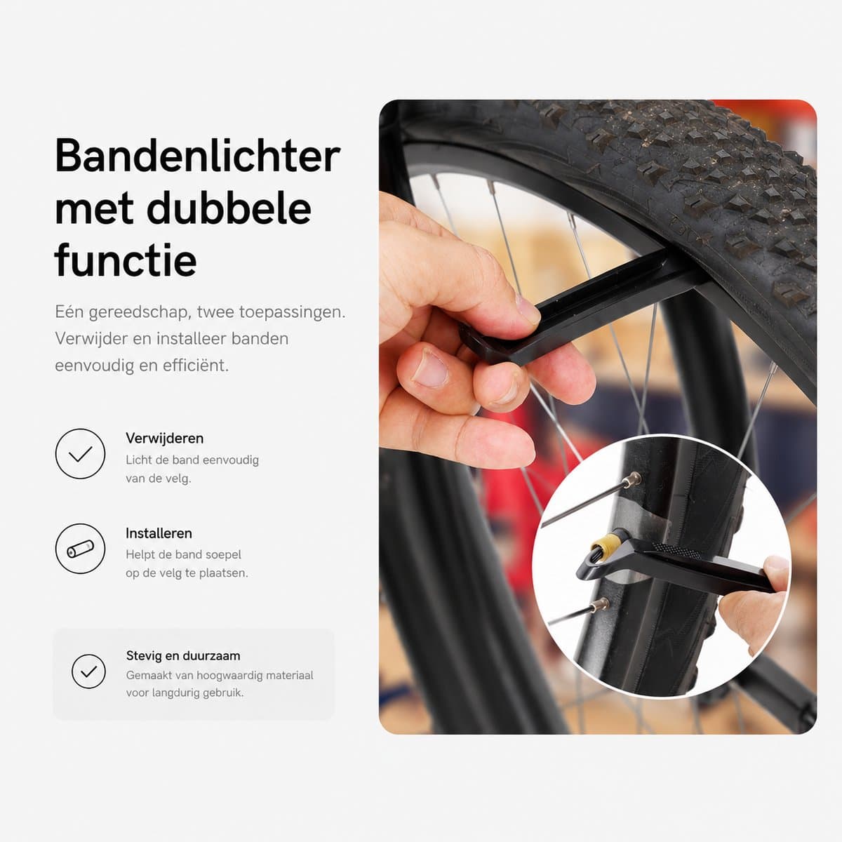 BOTC Fiets Reparatieset - voor Binnenbanden van Fietsen - met 20 vulkaniserende Plakpleisters, Metalen rasp en Bandenlichter thumbnail 4
