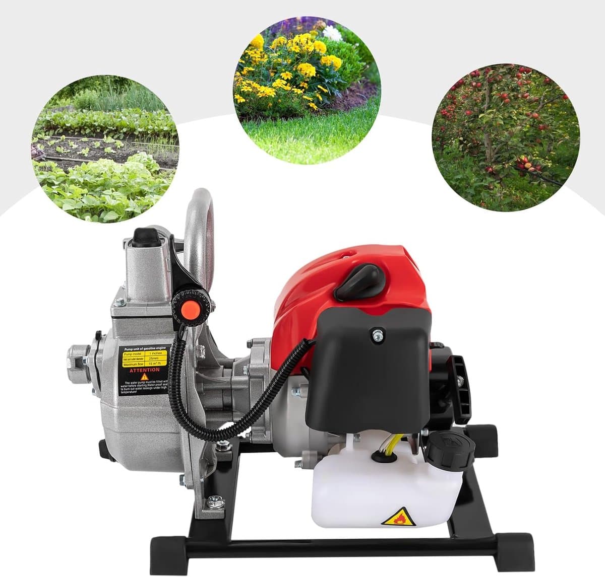Benzine Waterpomp - Motorpomp Tuin - Irrigatie Landbouw - Compact Lichtgewicht - 1 Inch Pijp - Zwart thumbnail 2