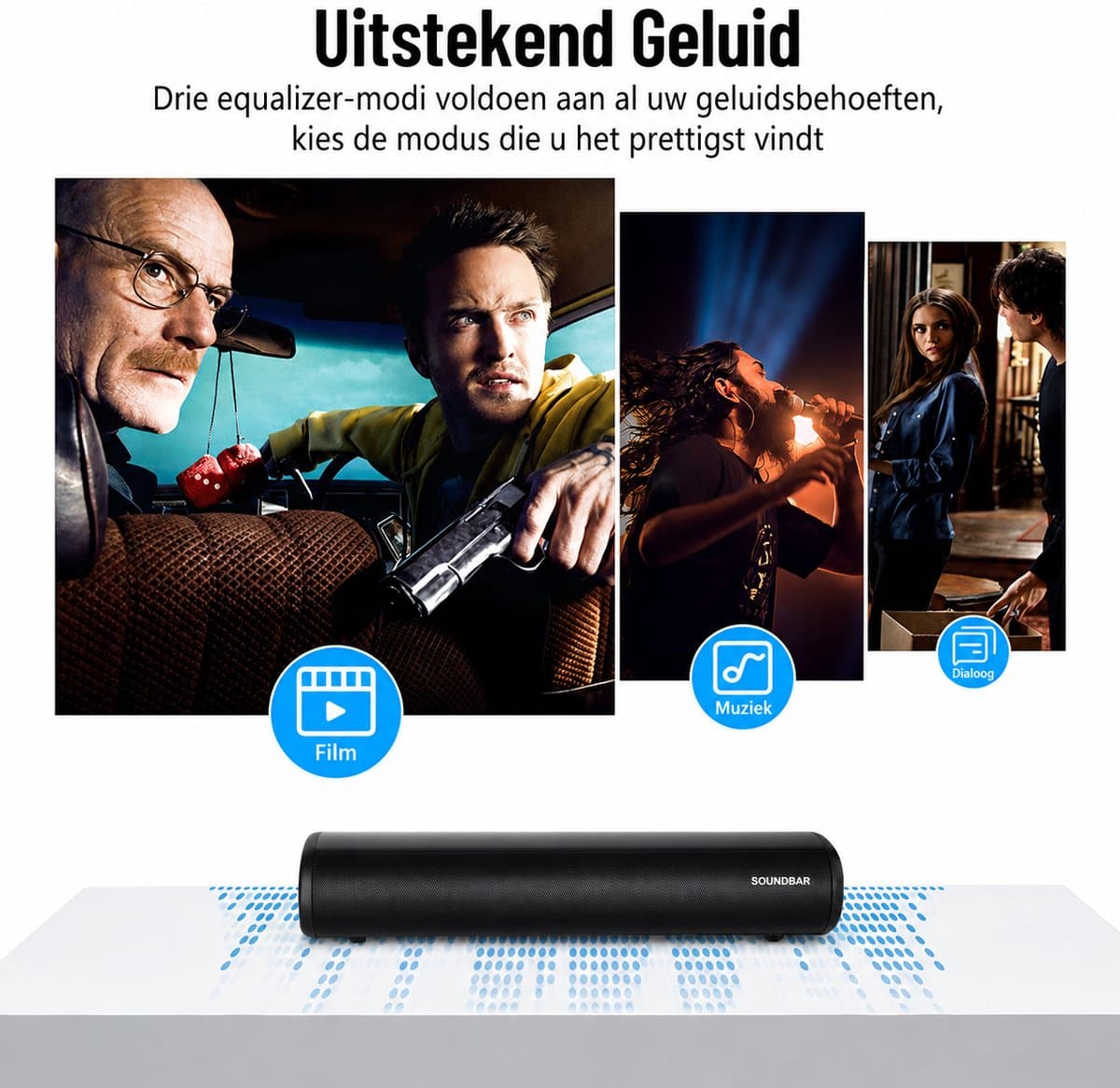 Mini soundbar - soundbar voor tv - computer-soundbar met Bluetooth 5.0 - bekabelde en draadloze pc-luidspreker - home-audiosysteem voor thuisbioscoop/gaming/projectoren thumbnail 8