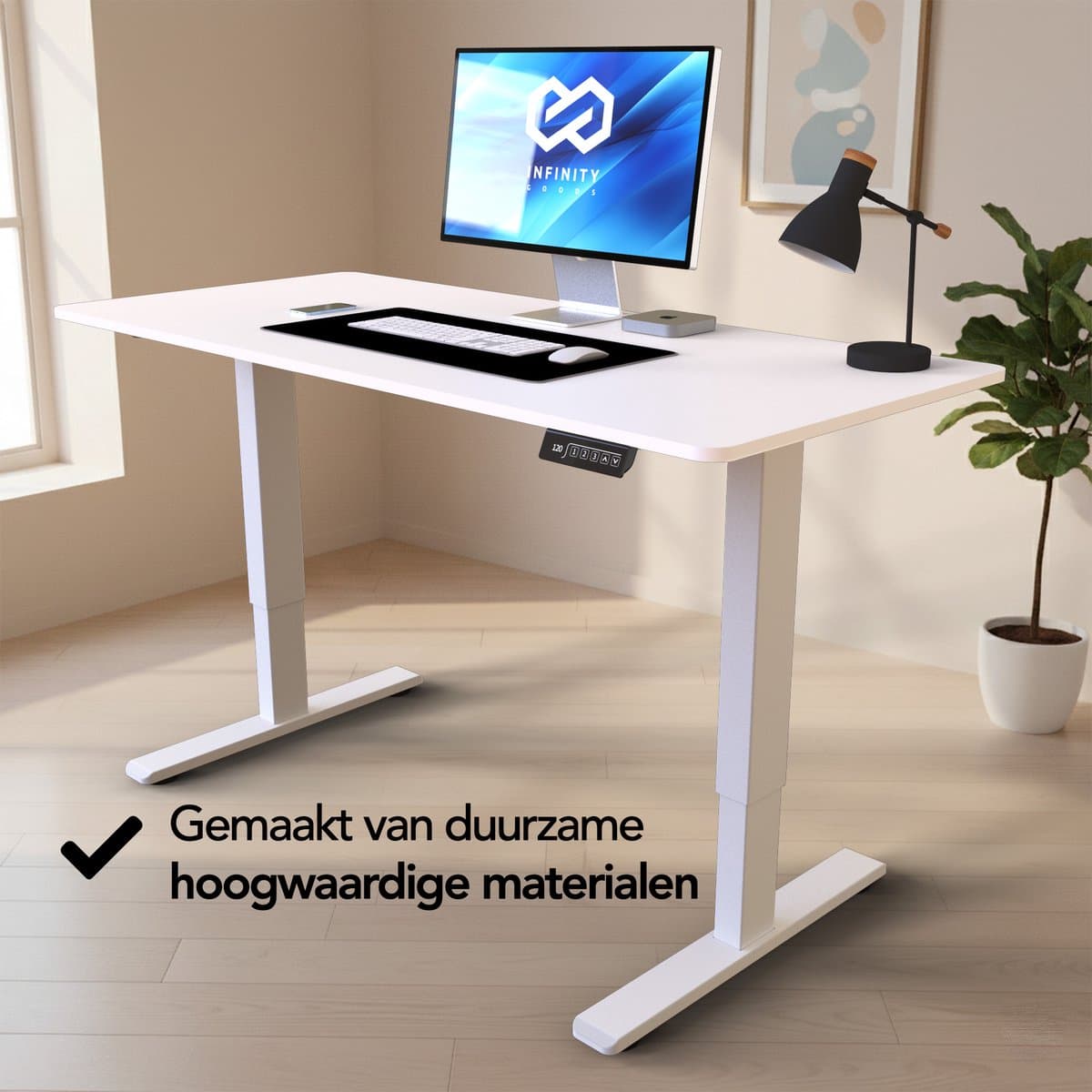 Infinity Goods Zit Sta Bureau Elektrisch Verstelbaar - 120 x 60 CM - Geheugenfunctie - Wit thumbnail 3