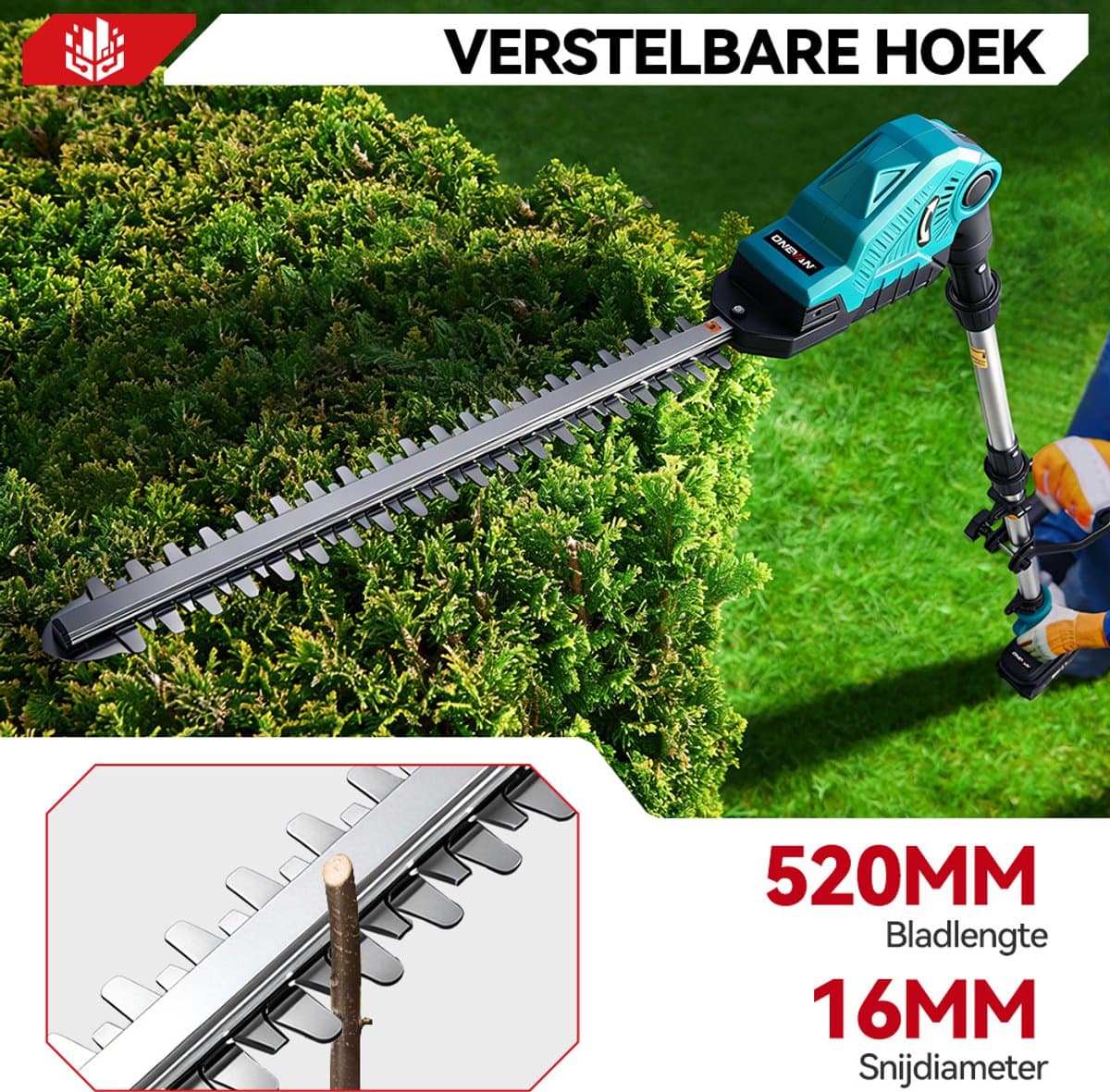ONEVAN Accu Heggenschaar 21V met verlengsteel thumbnail 4