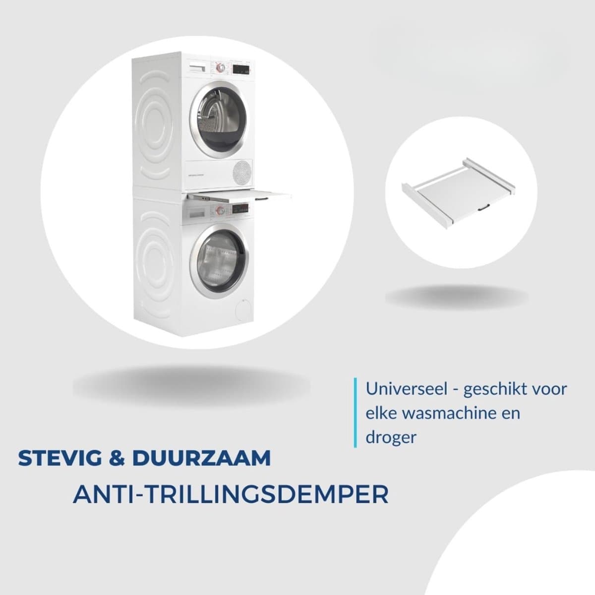 Florixa® Tussenstuk Wasmachine Droger - Stapelkit - Tussenstuk Wasmachine en Droger - Tussenstuk Wasmachine Droger Zwart - Tussenstuk Wasmachine Droger Aeg - Wit - 54cm x 60cm x 8cm thumbnail 2