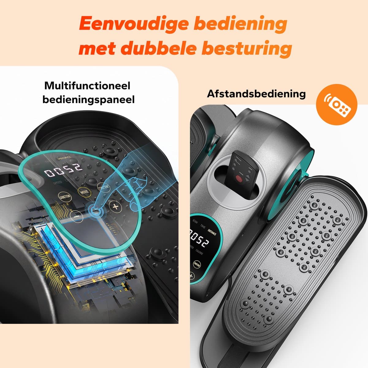 Mini Elliptische Crosstrainer & Stepper - Compacte Desk Bike met 12 Snelheden & LCD-Display - Ruimtebesparende Beentrainer & Stoelfiets voor Thuis en Kantoor - Blauw thumbnail 2