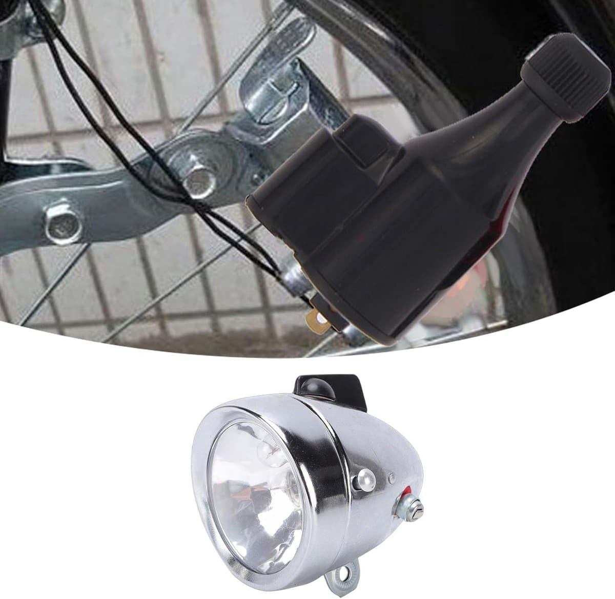 Fietsverlichting Set - Dynamo Verlichting - Verkeersveiligheid Fietsen - Robuuste Metalen Behuizing - 12V 6W - Zwart thumbnail 2