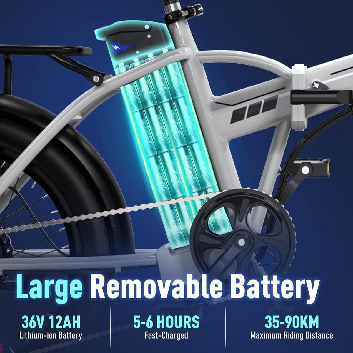 Elektrische Fiets Colorway BK11MS - 20*3.0 Inch Fat Tire City Commuter EBike met Afneembare 36V 12Ah Lithium Batterij - Opvouwbaar Mountain E-Bike met 250W Motor thumbnail 2