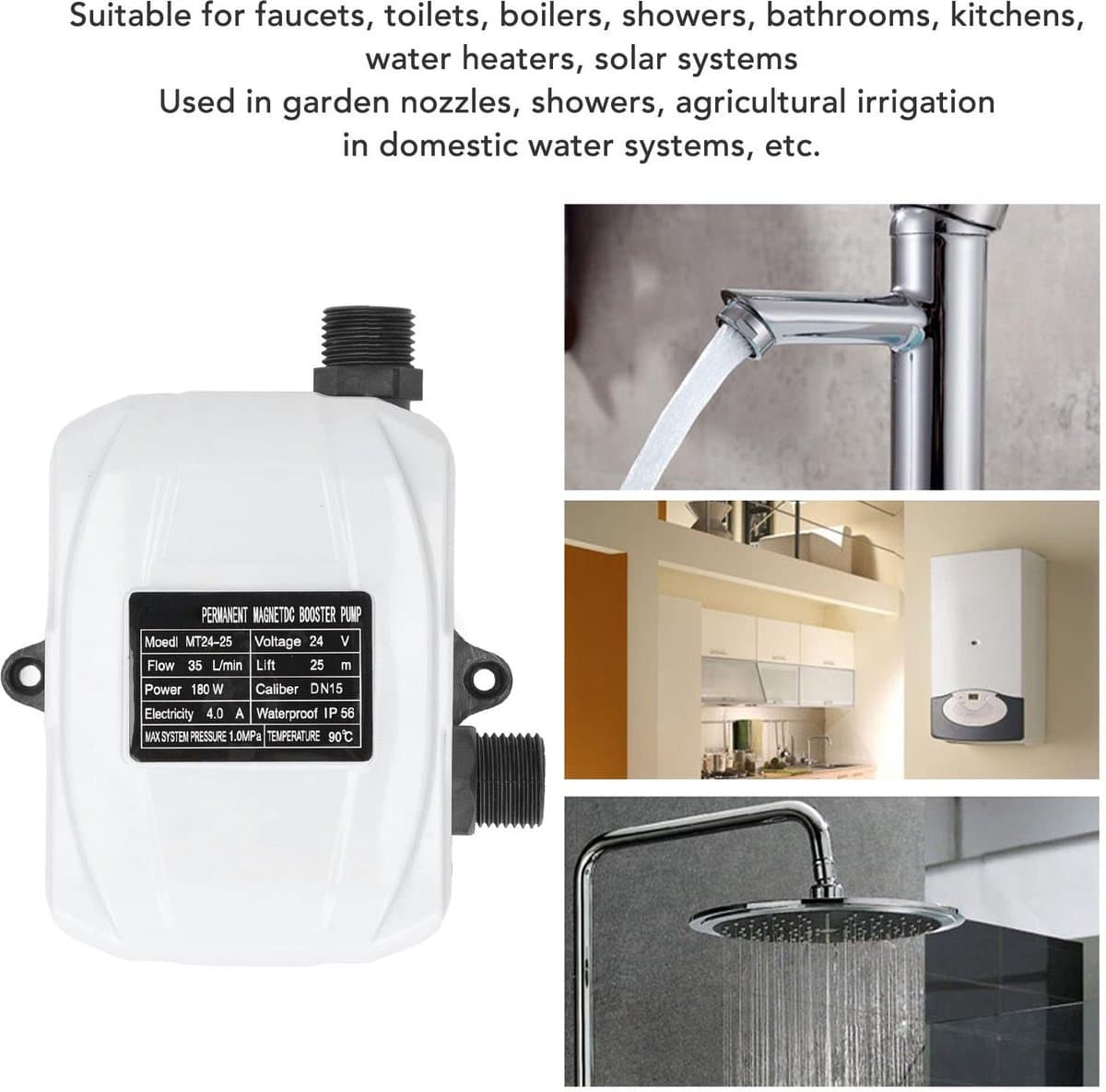 Dailygoody - Waterdruk Verhogen Pomp - Mini Hoge Lift - Compact en Stil - Wit - Waterpomp voor Douche en Tuin - Efficiënte Stroomverdeling - Geschikt ... thumbnail 4