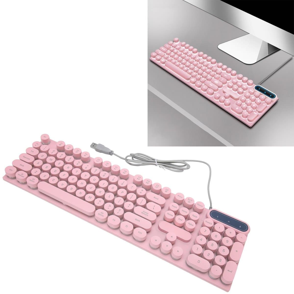 104 Toetsen Gaming Toetsenbord Bedraad Compact Multimediatoetsen Ergonomisch Desktoplaptop (PINK) . thumbnail 6