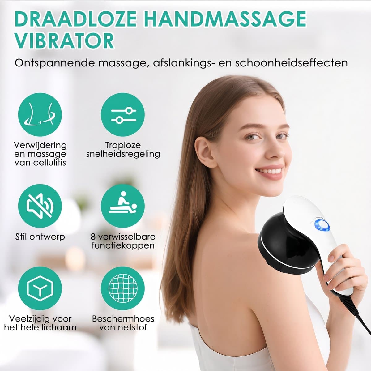 Dreamhigh® Anti Cellulite Apparaat - Elektrisch Massageapparaat Massagegun - 8 Massagekoppen Tegen Cellulitis - Bindweefselmassage Apparaat - Massage voor Verlichting Van Schouders Benen, Rug & Nek thumbnail 2