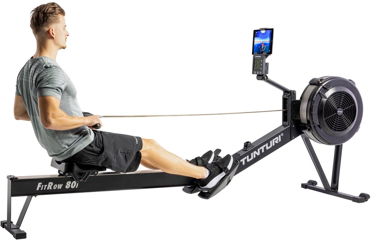 Tunturi Fitrow 80i Roeitrainer - Roeimachine Fitness - Inklapbaar roeiapparaat - 10 Weerstandsniveaus - Luchtweerstand – Bluetooth - afbeelding 1