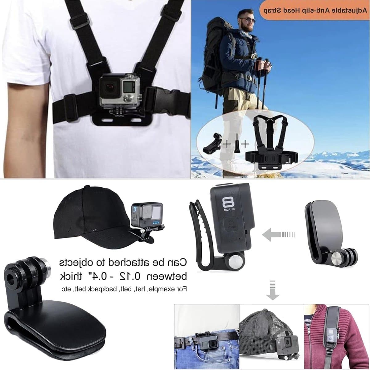 Complete Accessoire Set voor GoPro Hero 13, 12, 11, 10, 9 - Waterdichte Duikbehuizing, Drijvende Handgreep, Borstband, Hoofdband, Polsband, Fence Klem, Cap Klem, Rode Filter en Anti-fog Inserts voor Onderwateravonturen thumbnail 4