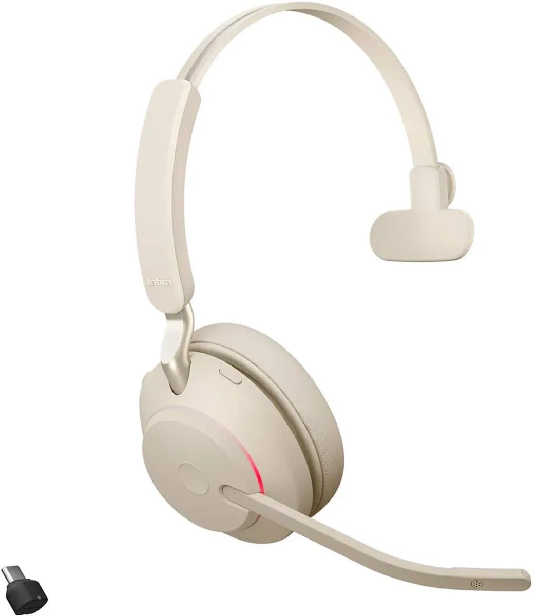 Jabra Evolve2 65 UC Mono Beige - Bluetooth Headset - op oor - omkeerbaar - draadloos - USB-C - ruisisolatie thumbnail 6