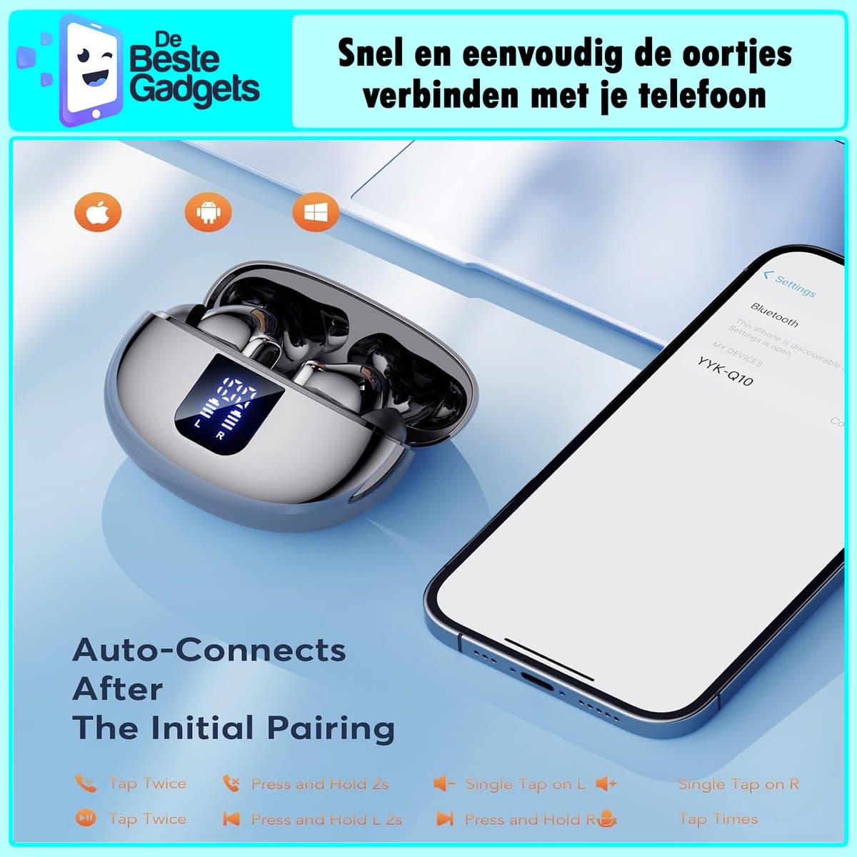 De Beste Gadgets Draadloze Oordopjes Bluetooth 5.4, 50u, IPX7 thumbnail 4