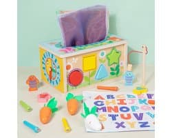 Productfoto van Montessori 6-in-1 Tissuebox Activiteitenkubus