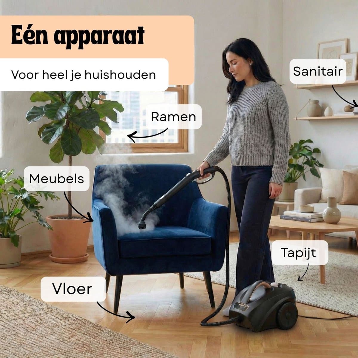 BambiClean SteamBuddyPro: 4 bar en 2,5 liter thumbnail 8