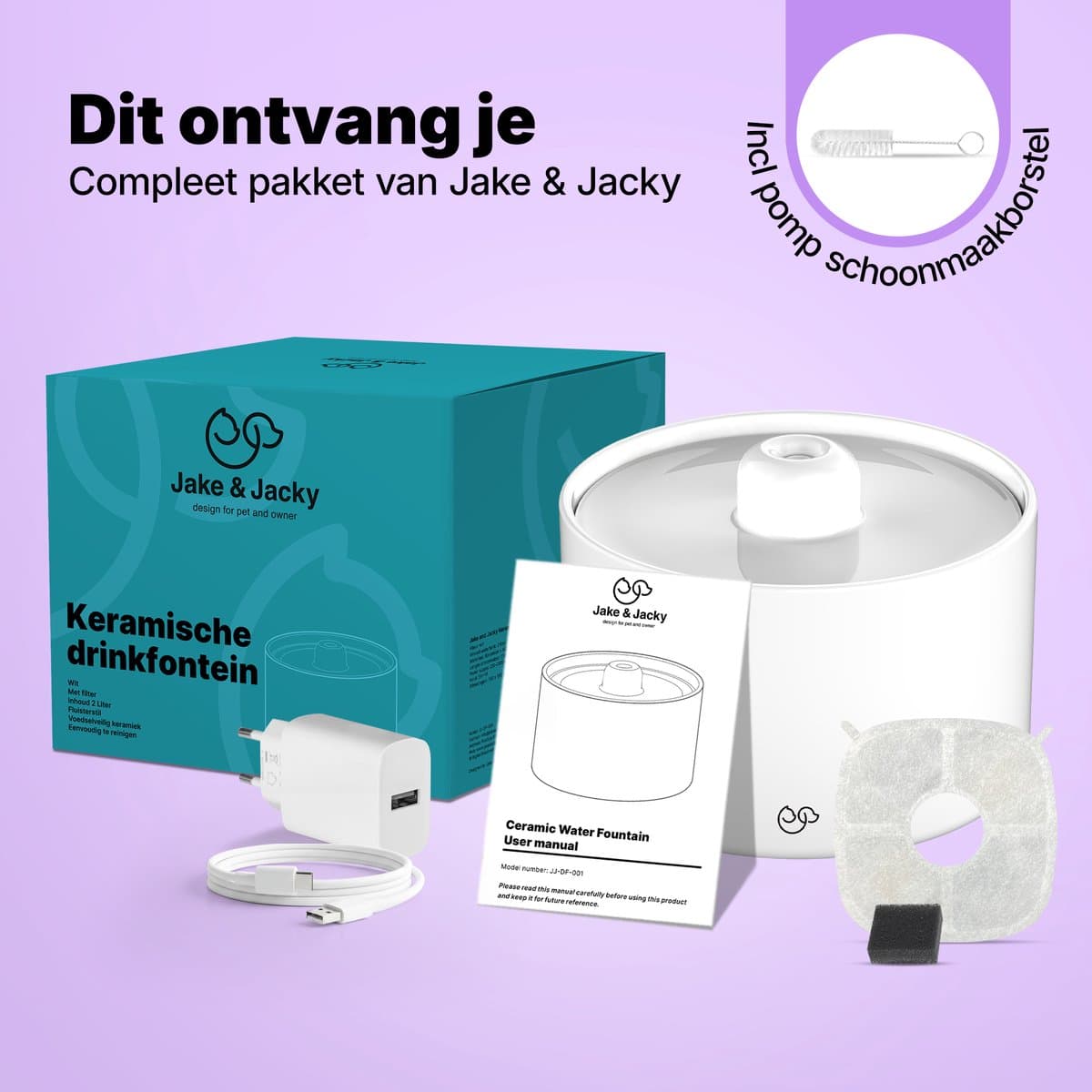 Jake & Jacky Keramische Drinkfontein 2L thumbnail 8