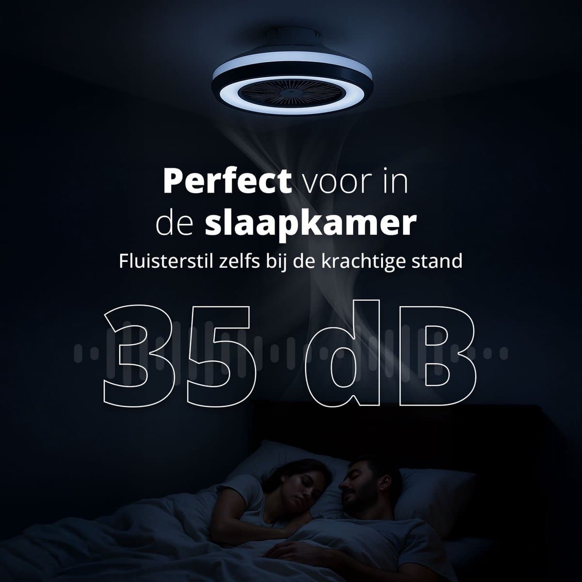 FlinQ LumiFan Ø50 cm Plafondventilator met Verlichting - Ventilator voor aan het Plafond - Ideaal voor op de Slaapkamer - Bestuurbaar met Afstandsbediening thumbnail 3