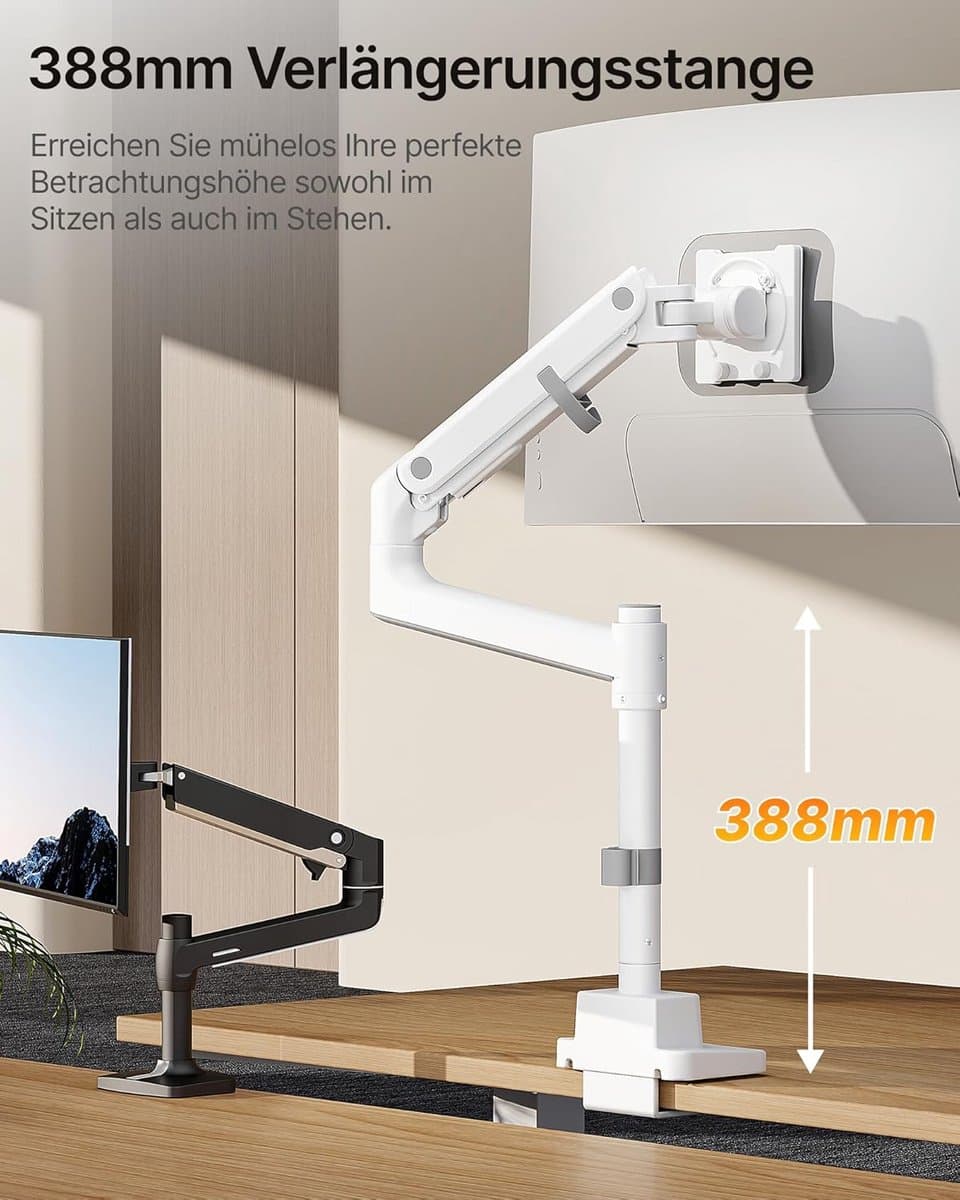Zware Enkele Monitorarm voor Grote Schermen tot 57 Inch en 27 KG thumbnail 4