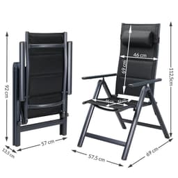 Productfoto van Casaria Tuinstoel Set van 2 - Aluminium Inklapbaar 7 Standen