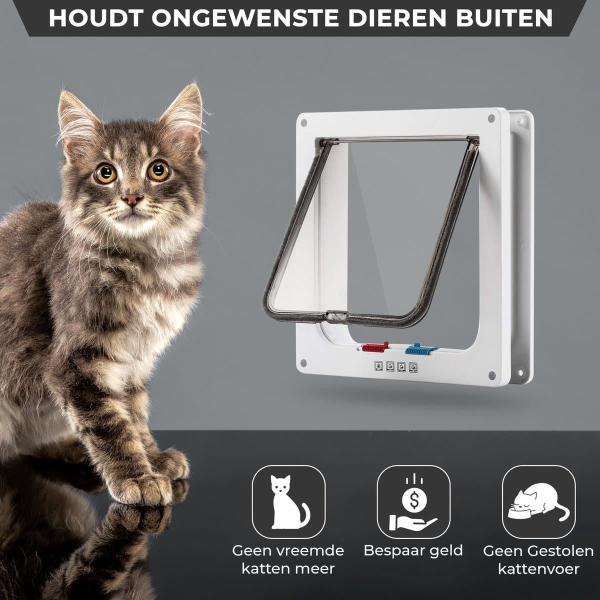 Lunspets – Kattenluik met Tunnel en Magnetische Sluiting – 23.5×25.5×5.5 cm - Waterdicht - Wit thumbnail 5