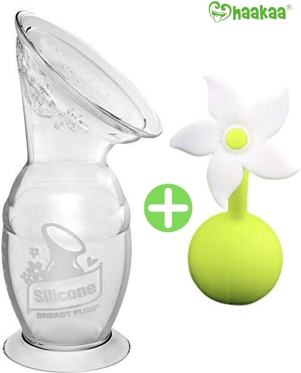 HAAKAA - Siliconen Borstkolf - 150ml + Witte Bloem - Borstvoeding - Lekschaal thumbnail 3