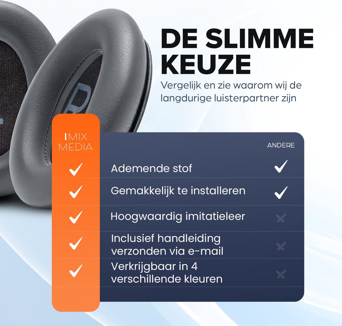 Vervangende oorkussens voor Bose QuietComfort 45 / QC45 / QuietComfort SE - Oorkussens voor koptelefoon - Ear pads headphones - Grijs thumbnail 7
