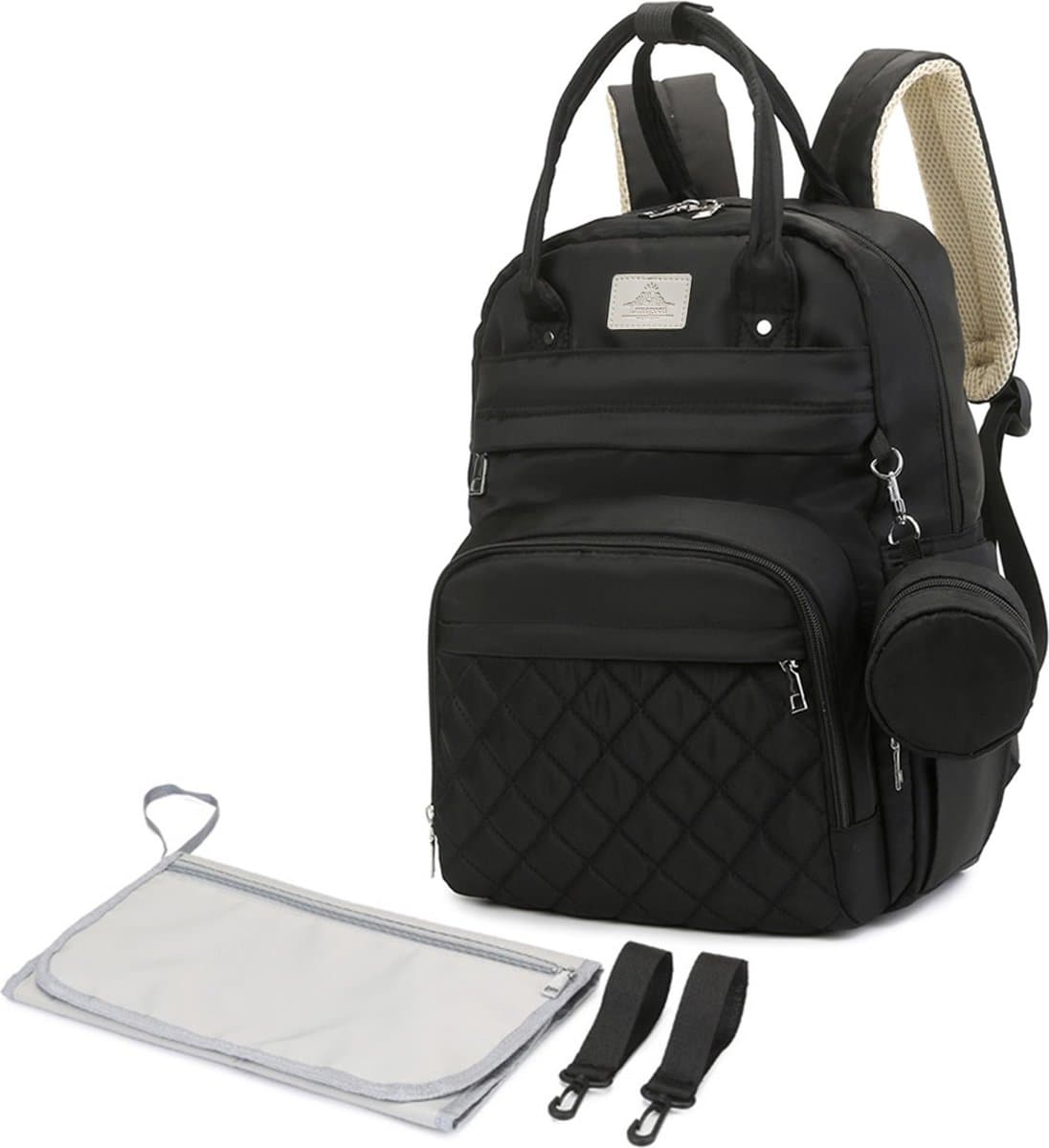 Luxegoed® Luiertas Rugzak met Verschoonmatje - Luiertassen - Rugtas - Zwart - Inclusief – Buggy /kinderwagenhaken, spenenetui en Isoleervak – Complete Set thumbnail 2