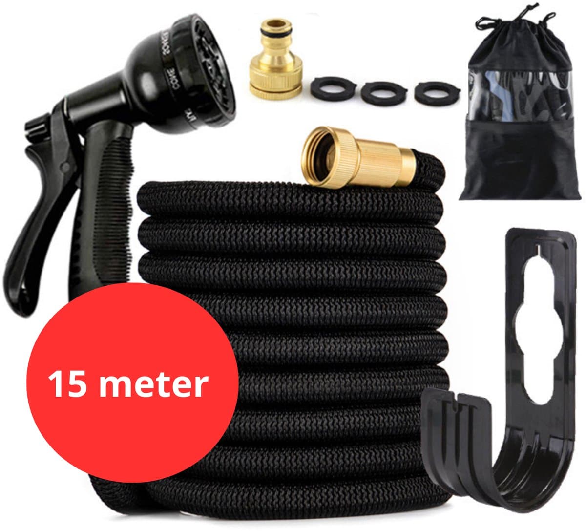 V&P Products® Tuinslang set compleet - 15 Meter - Tuinslang met 8 standen - Incl ophang haak en zak - Flexibel - Flexibele tuinslang - Flexibele tuinslang 15 meter thumbnail 6