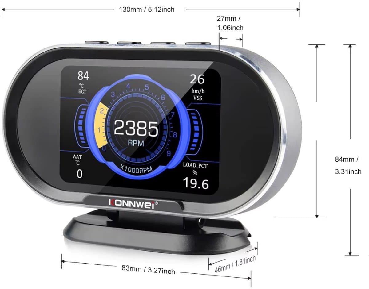 KONNWEI KW206 OBD2 HUD boordcomputer – digitale snelheidsmeter, toerenteller & foutcode uitlezer – universeel benzine/diesel thumbnail 4