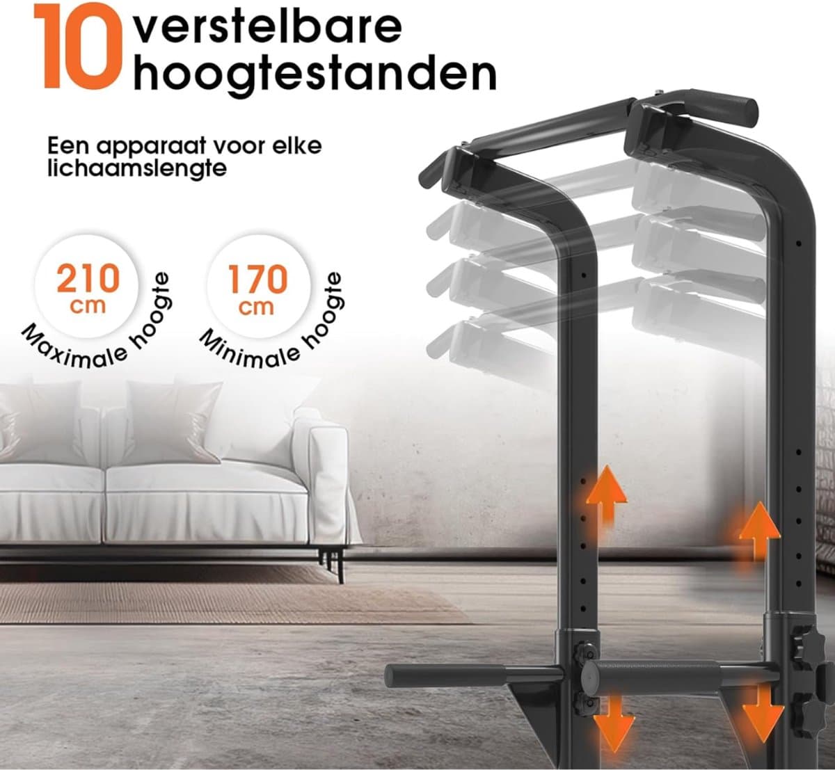 DnA® Pull Up Station - Pull Up Bar - Pull Up - Zwart 82cm x 75cm x 210cm thumbnail 2