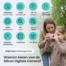 Productfoto van Siltcon SI161-2 roze compactcamera met 64GB